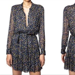 Zadig & Voltaire Rapidy Crinkel Print Etoiles Dress NWOT